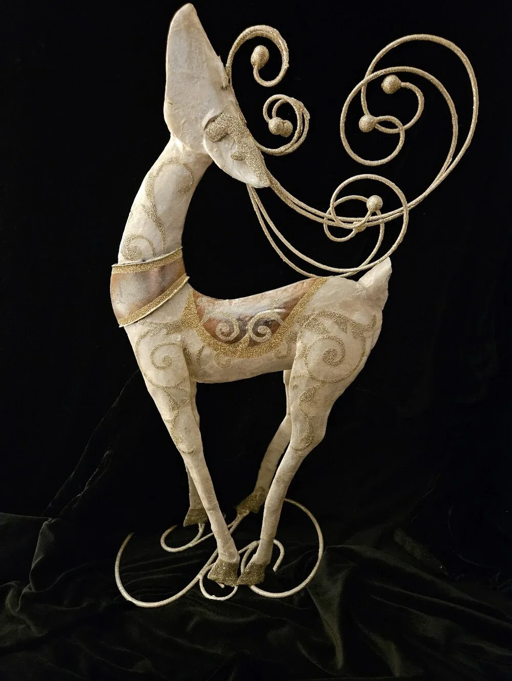 Decorative Metallic Gold and Cream Reindeer Sculpture - Home Art - Picture 2 of 2